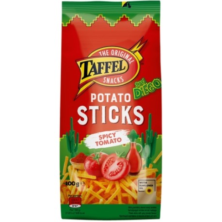TAFFEL Potato Sticks Spicy tomato Chips 100g X28
